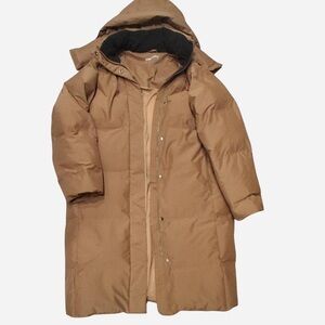 Men's Tan Hooded Puffer Coat